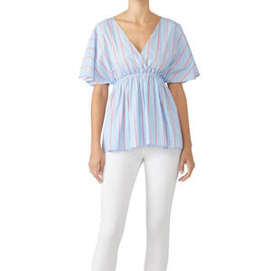 Waverly Grey liberant Striped Lily Top Blue Orange S
